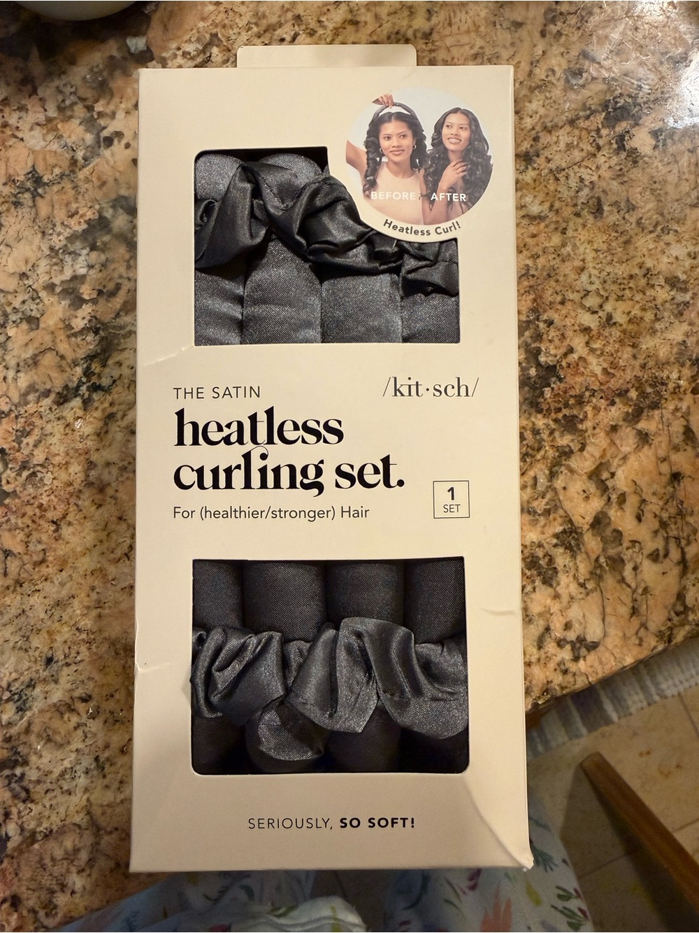 Kitsch Charcoal Satin Heatless Curling Set